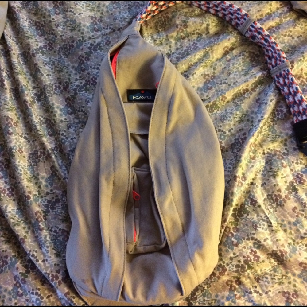 Kavu Tan Backpack with Red Accents